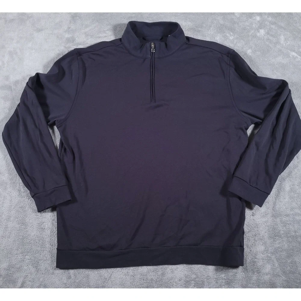 LinkSoul Golf 1/4 Zip Pullover Mens XL Black Long Sleeve Mid‎ Weight 100% Cotton